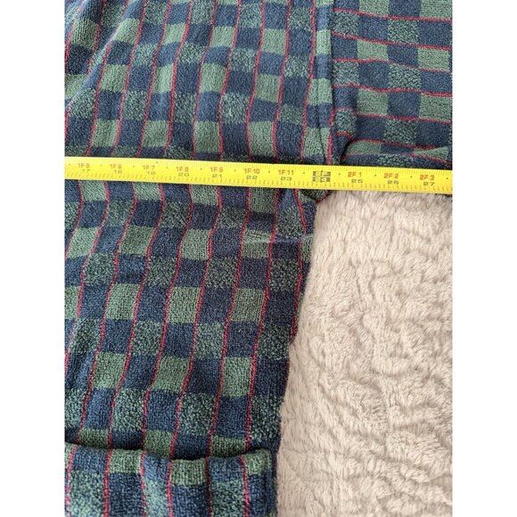 Vtg The Man’s Shop Blue Green Plaid Terry Cloth Robe Belted Bathrobe One Size - Picture 6 of 9